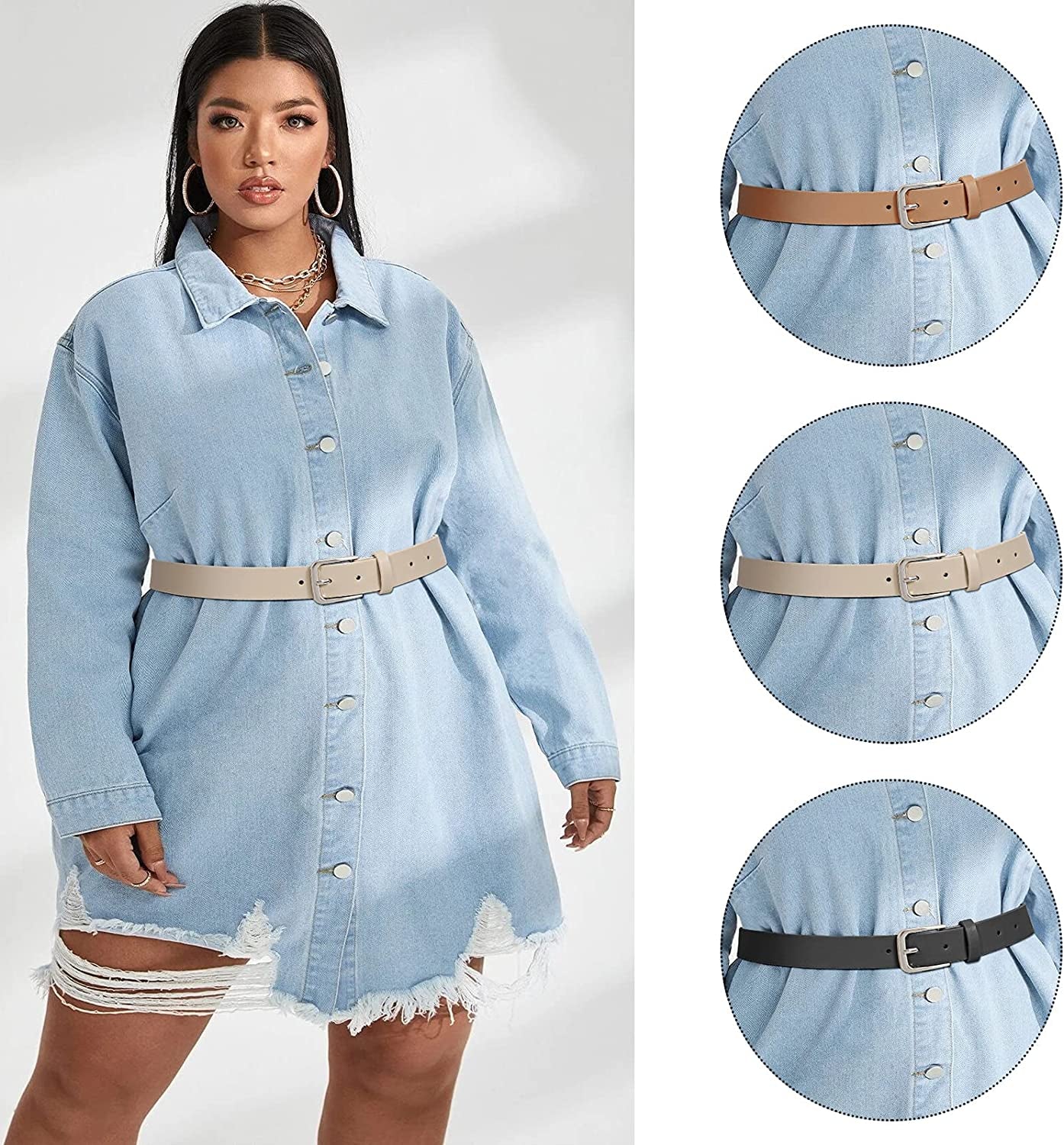 Women Casual Leather Belt for Jeans Pants, Fashion Ladies Girls Waist Dress Belt Apparel & Accessories > Clothing Accessories > Belts WHIPPY   