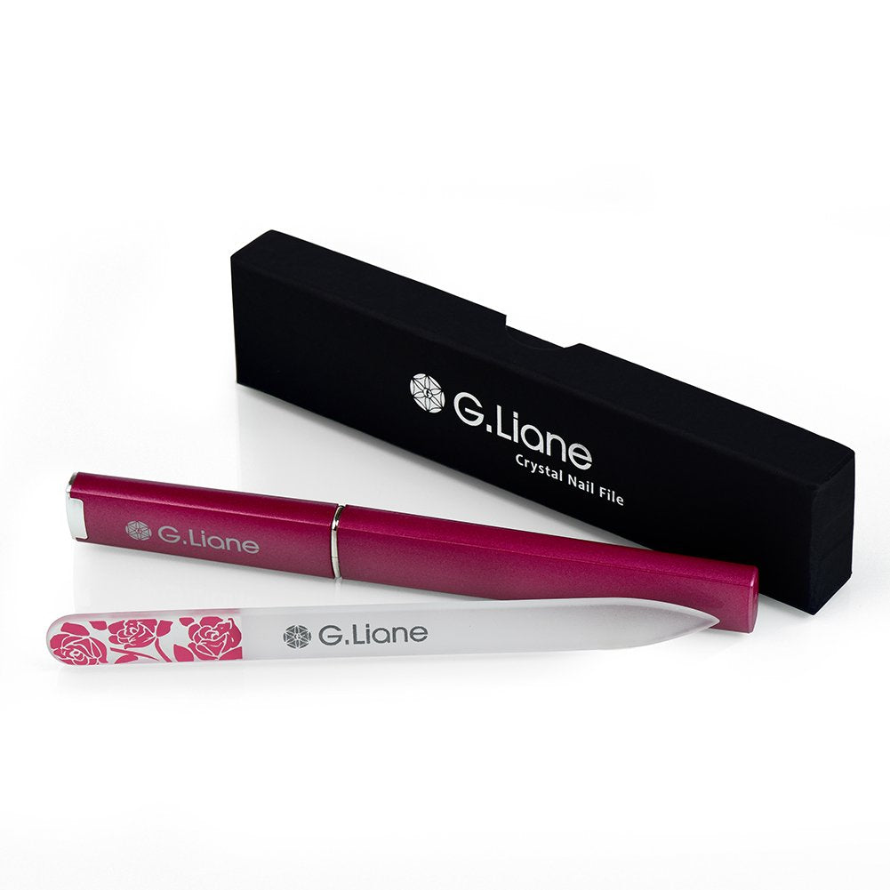 Crystal Nail File with Austria Crystals – G.Liane Professional Nail File in Case Manicure Pedicure Kit for Natural Nails Acrylic Nails Gels Nails Manicure Tools for Home and Salon (Red Bubble) Health & Beauty > Personal Care > Cosmetics > Cosmetic Tools > Nail Tools G.Liane Rose Pink  