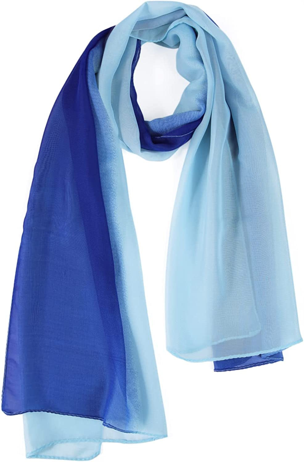 E-Clover Women Soft Floral Print Shawl Chiffon Sheer Scarf Apparel & Accessories > Clothing Accessories > Scarves & Shawls E-Clover Blue01  