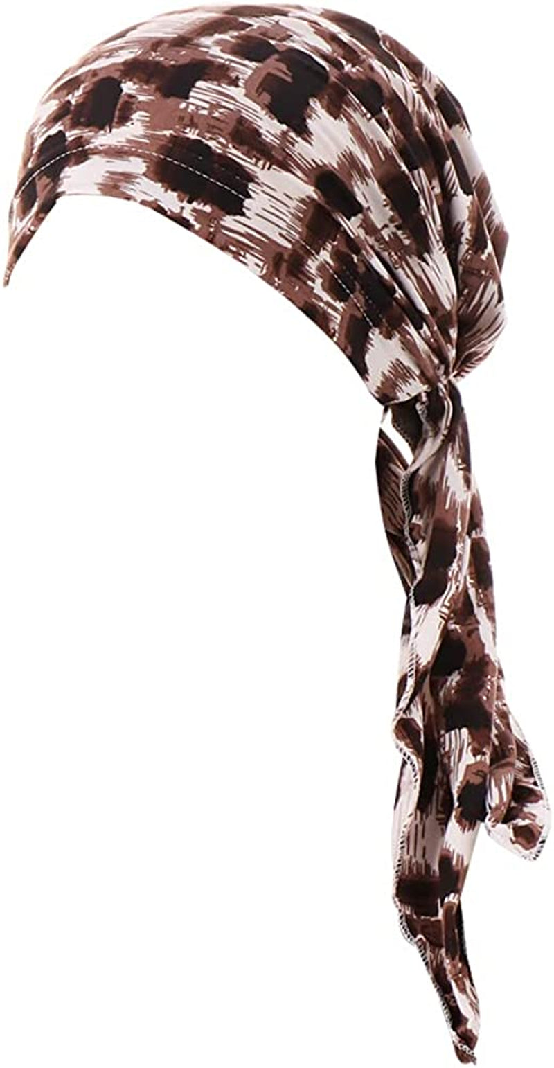 Fxhixiy Pre-Tied Bandana Turban Hat Chemo Cancer Headscarf Headwraps Headwear for Women Hair Cover Hat Apparel & Accessories > Clothing Accessories > Bandanas & Headties Fxhixiy Coffee Leopard  