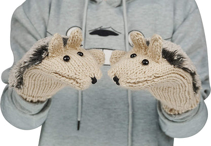 Double Layer Winter Thicken Warm Knit Mittens Cartoon Hedgehog Gloves Apparel & Accessories > Clothing Accessories > Gloves & Mittens Bienvenu   