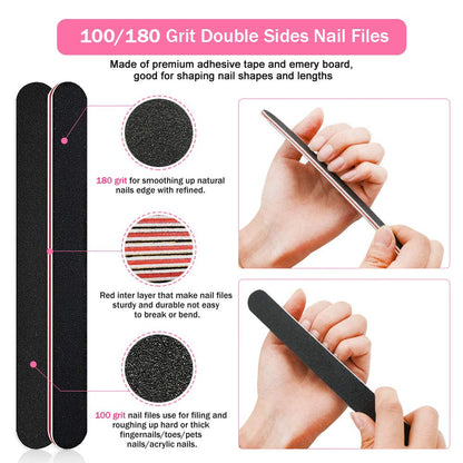 Nail Files and Buffers Kit, 100/180 Grit Emery Boards for Nails, Cube Nail Buffer Block for Acrylic Nails, Professional Manicure Tools with Glass Nail File/Smoother Buffer Block/Cleaner Brush (15Pcs) Health & Beauty > Personal Care > Cosmetics > Cosmetic Tools > Nail Tools Spaidoon   