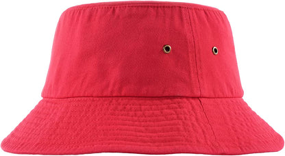 Bucket Hat for Women Men Canvas Washed Cotton Trendy Distressed Womens Summer Beach Sun Hats with Detachable Strings Apparel & Accessories > Clothing Accessories > Hats KYLIE MAX Red Medium 