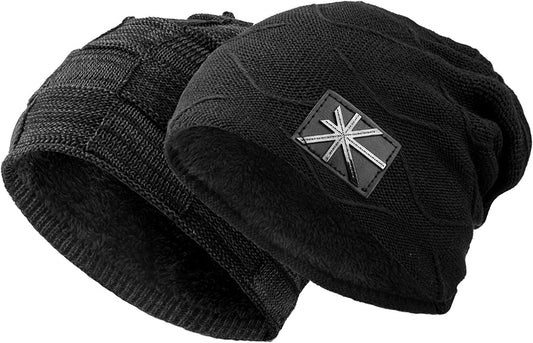 Ousipps 2 Pack Winter Hats for Men Women, Baggy Mens Beanies for Winter Ski Snow Skull Hats Black Beanie for Men and Women Apparel & Accessories > Clothing Accessories > Hats Ousipps   