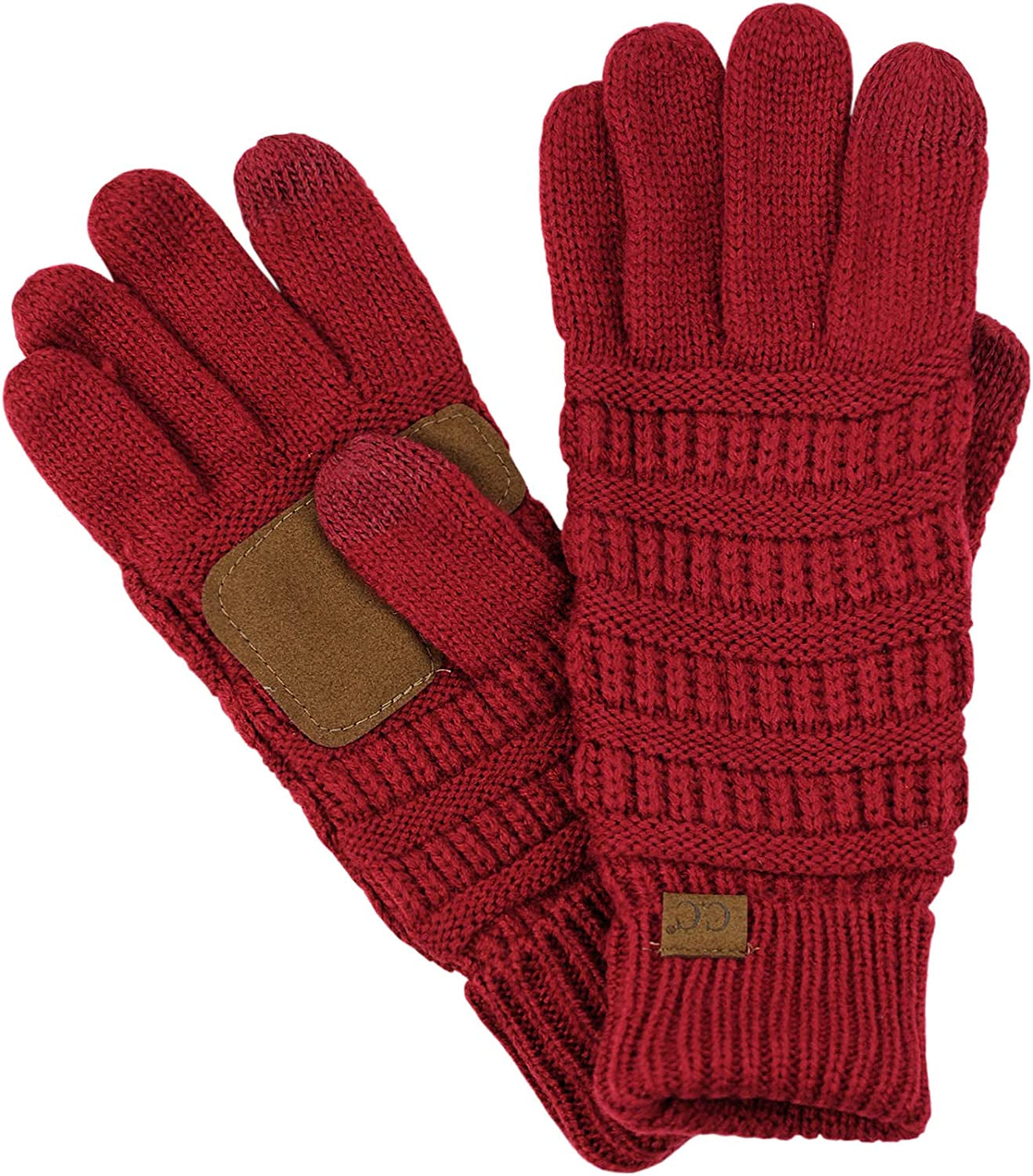 C.C Unisex Cable Knit Inner Lined Anti-Slip Touchscreen Texting Gloves Apparel & Accessories > Clothing Accessories > Gloves & Mittens C.C Burgundy  