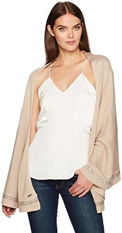 Calvin Klein Womens Multi Stonehalf Moon Wrap Apparel & Accessories > Clothing Accessories > Scarves & Shawls Calvin Klein Heathered Almond One Size 