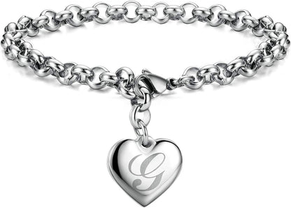 Heart Initial Charm Bracelets for Teen Girls Letters Alphabet Bracelet Jewelry for Girls Gifts for Teenage Girls Apparel & Accessories > Jewelry > Bracelets Monily G  