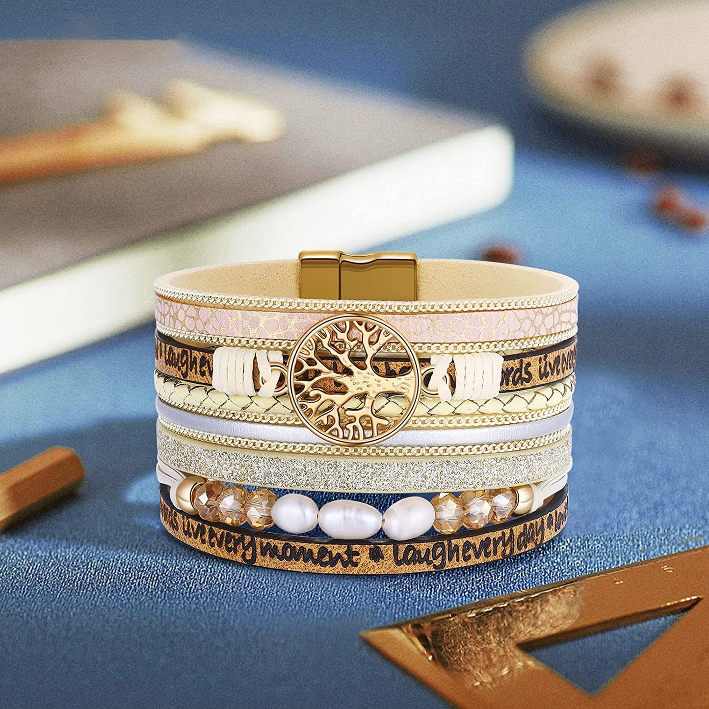 Inspirational Tree of Life Leather Bracelets for Women,Birthday Christmas Mothers Day Jewelry Gifts for Teen Girls Apparel & Accessories > Jewelry > Bracelets AURGTTCG   