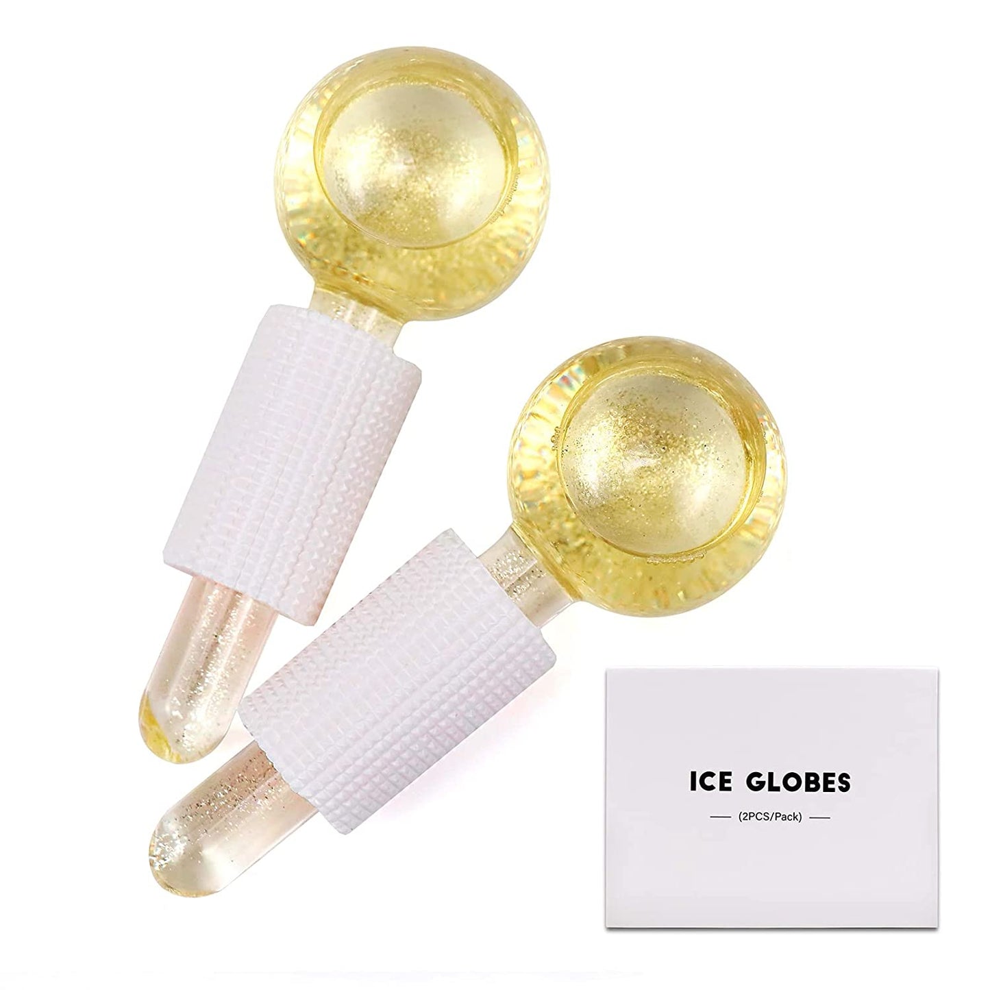 Poleview Ice Globes for Facials, Cooling Face Roller, Facial Massage Tools for Daily Skincare, Tightens Skin, Reduce Puffiness and Dark Circles, anti Ageing, Enhance Circulation - Pink, with Glitter Health & Beauty > Personal Care > Cosmetics > Cosmetic Tools > Skin Care Tools Poleview Light Gold (with Glitter)  