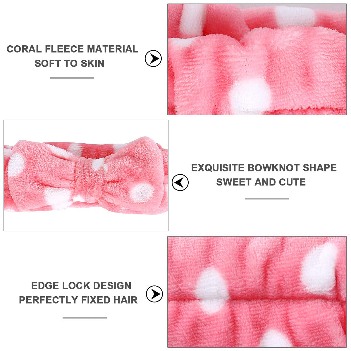 Spa Headband – 6 Pack Bow Hair Band Women Facial Makeup Head Band Soft Coral Fleece Head Wraps for Shower Washing Face Apparel & Accessories > Clothing Accessories > Bandanas & Headties LADES   