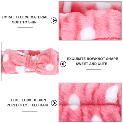 Spa Headband – 6 Pack Bow Hair Band Women Facial Makeup Head Band Soft Coral Fleece Head Wraps for Shower Washing Face Apparel & Accessories > Clothing Accessories > Bandanas & Headties LADES   