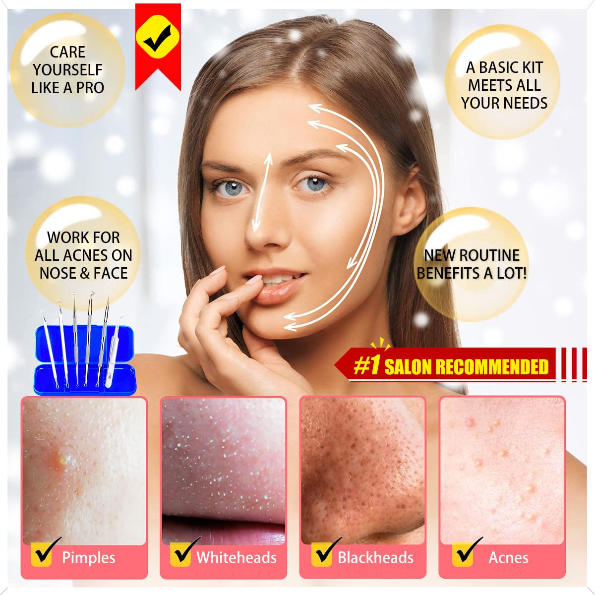 Blackhead Remover Tools, Pimple Popper Tool Kit, 6 Pack Professional Comedones Extractor Acne Removal Kit for Blemishs, Whitehead Popping, Zit Removing for Nose Face - with Organized Case Health & Beauty > Personal Care > Cosmetics > Cosmetic Tools > Skin Care Tools Cbiumpro USA Co.,Ltd   
