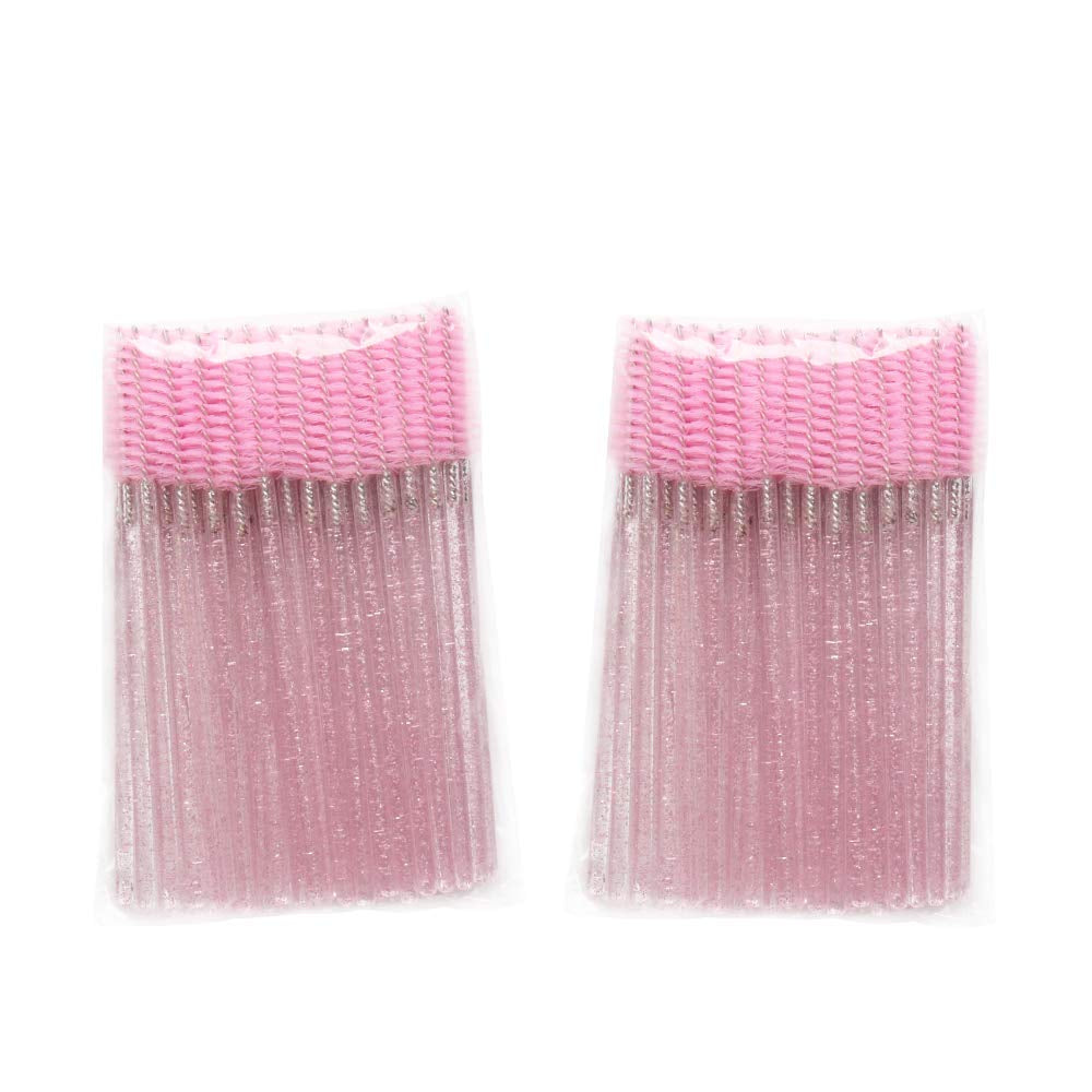 Mekupeu 300 Pack Mascara Wands Disposable Eyelash Brushes for Extensionss Eye Lash Applicator Makeup Tool Kit, Crystal Light Pink/Pink Health & Beauty > Personal Care > Cosmetics > Cosmetic Tools > Makeup Tools Mekupeu   