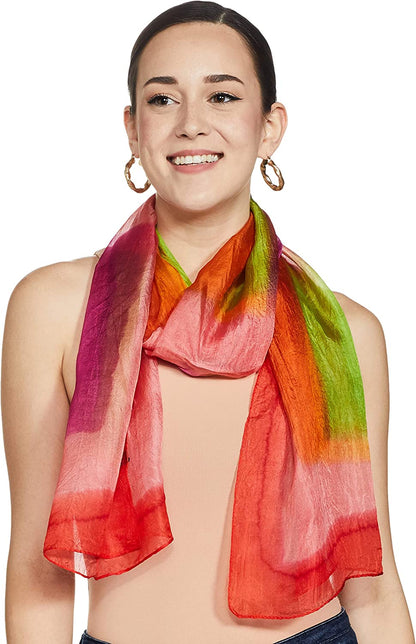 Stylore 100% Silk Scarf Long Lightweight Sunscreen Shawl Wrap Scarves Apparel & Accessories > Clothing Accessories > Scarves & Shawls Stylore Td Orange  