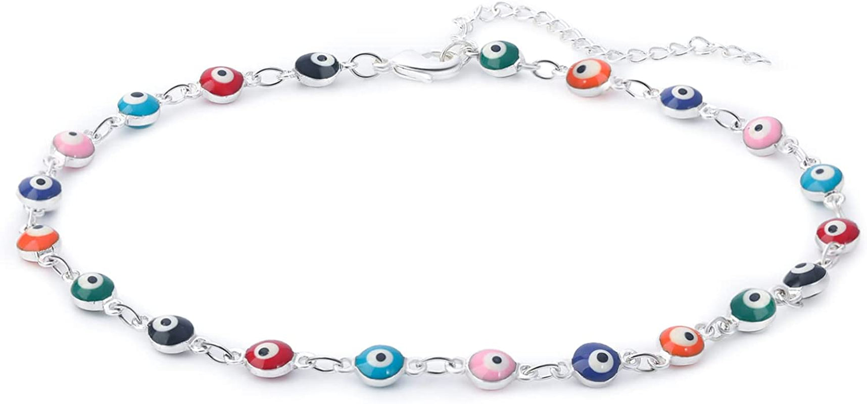 Evil Eye Ankle Bracelet,Evil Eye Anklet,Evil Eye Bracelet,Evil Eye Anklets for Women,Mother'S Day Gift Apparel & Accessories > Jewelry > Anklets DeScount Silver Plated Round Evil Eye Anklet  