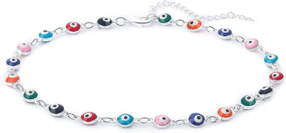 Evil Eye Ankle Bracelet,Evil Eye Anklet,Evil Eye Bracelet,Evil Eye Anklets for Women,Mother'S Day Gift Apparel & Accessories > Jewelry > Anklets DeScount Silver Plated Round Evil Eye Anklet  
