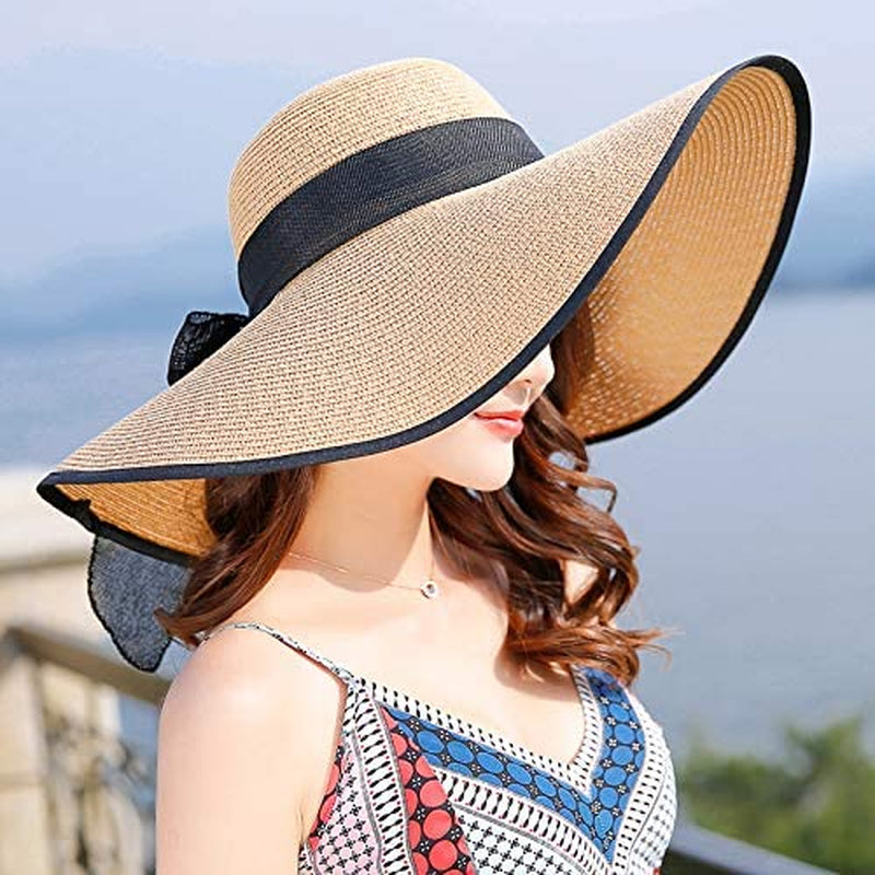 Women'S Folable Floppy Hat,Wide Brim Sun Protection Straw Hat, Summer UV Protection Beach Cap Apparel & Accessories > Clothing Accessories > Hats FSIGOM   
