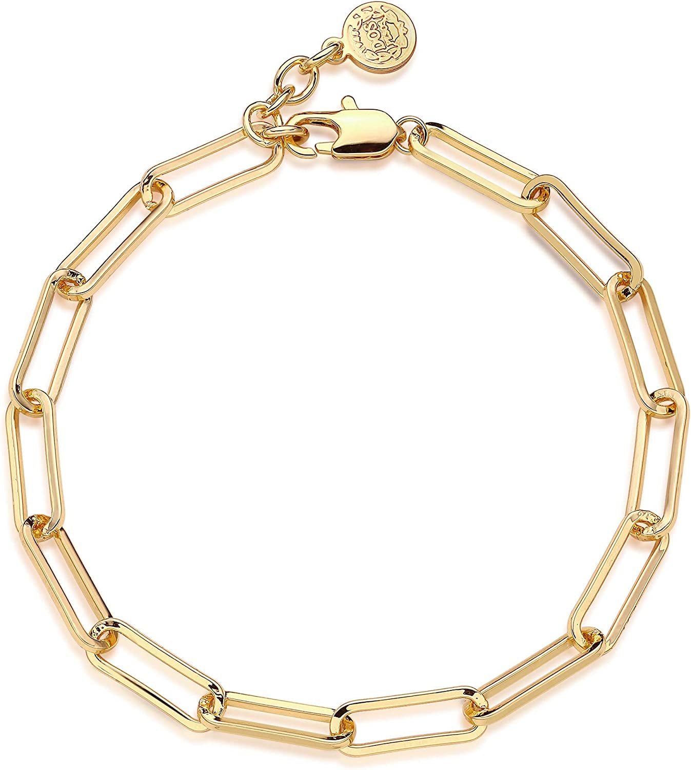 MEVECCO Gold Beaded Bracelets,18K Gold Plated Handmade Cute Satellite Diamond Cut Oval and round Beads Rope Chain Dainty Bracelet for Women Apparel & Accessories > Jewelry > Bracelets Mevecco Paperclip Link  