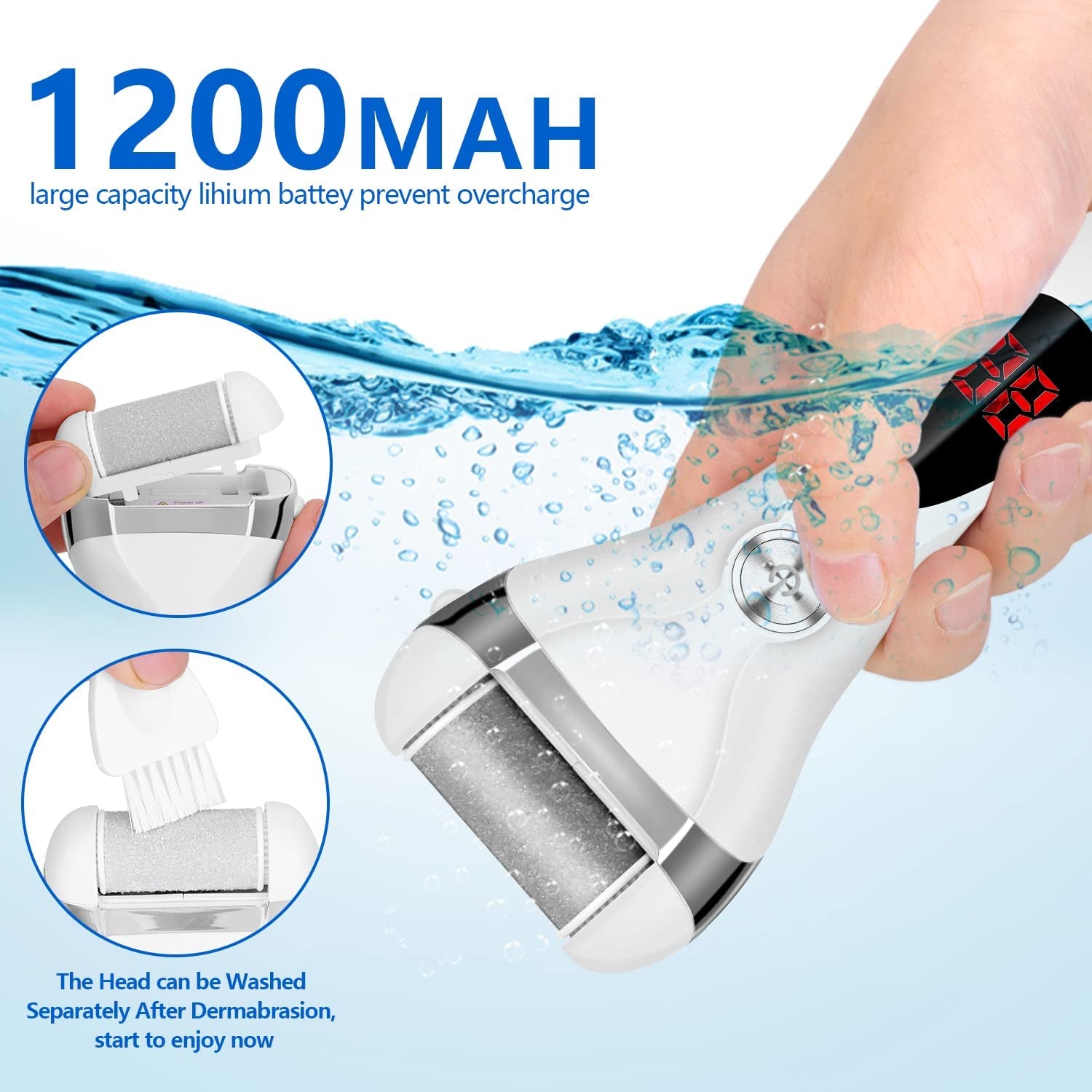 Electric Foot Callus Remover Kit, Elmchee Rechargeable Callous Removers 3 Grinding Heads Waterproof Foot Scrubber File, Professional Pedicure Tools Kit Feet Care for Dead, Cracked Dry Skin Health & Beauty > Personal Care > Foot Care Elmchee   