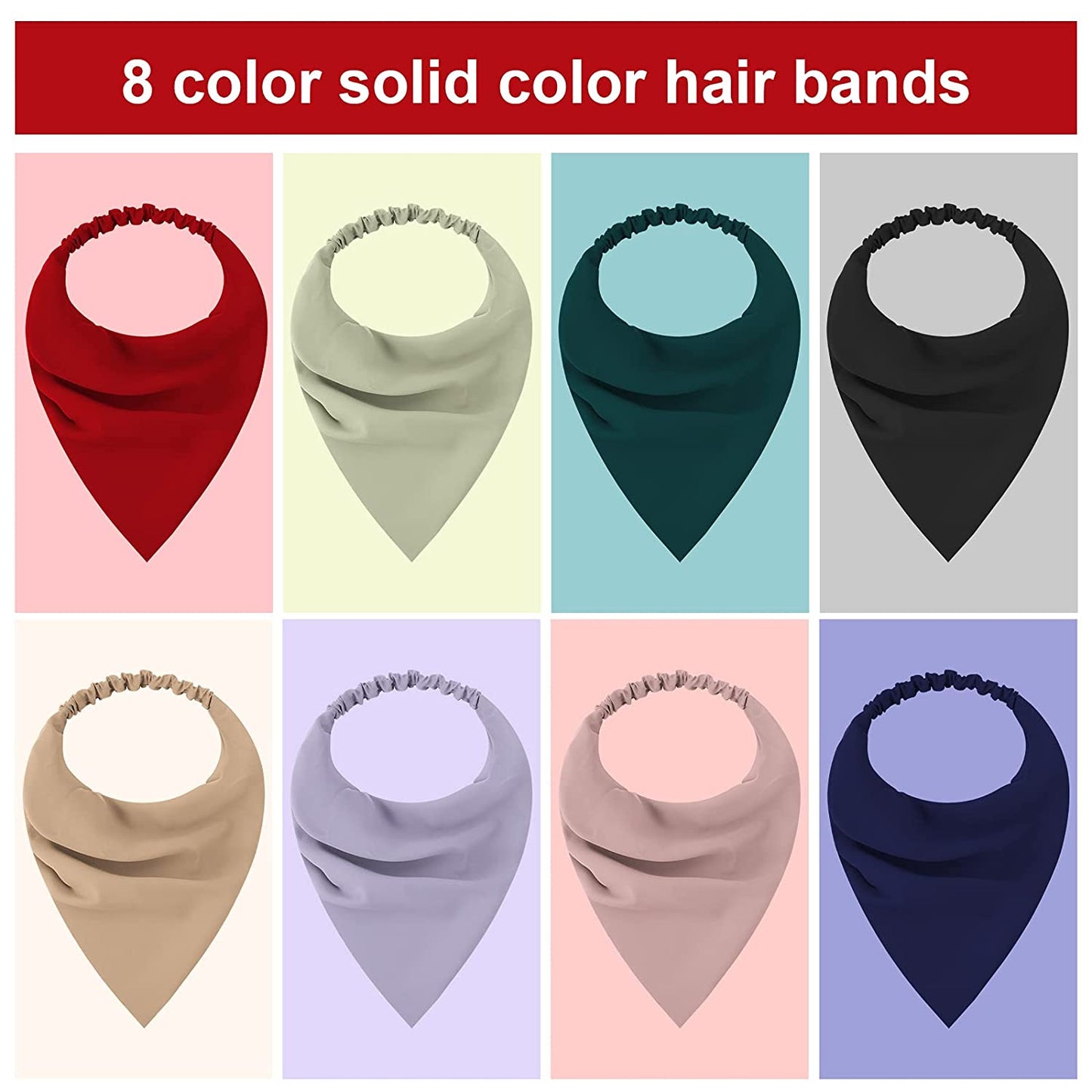 Molain 8Pcs Hair Scarf Bandanas for Women Solid Color Bandana Headband Chiffon Boho Hair Scarves Kerchief Headwear Turbans Elastic Hairbands Adjustable Hair Ties Apparel & Accessories > Clothing Accessories > Bandanas & Headties Molain   