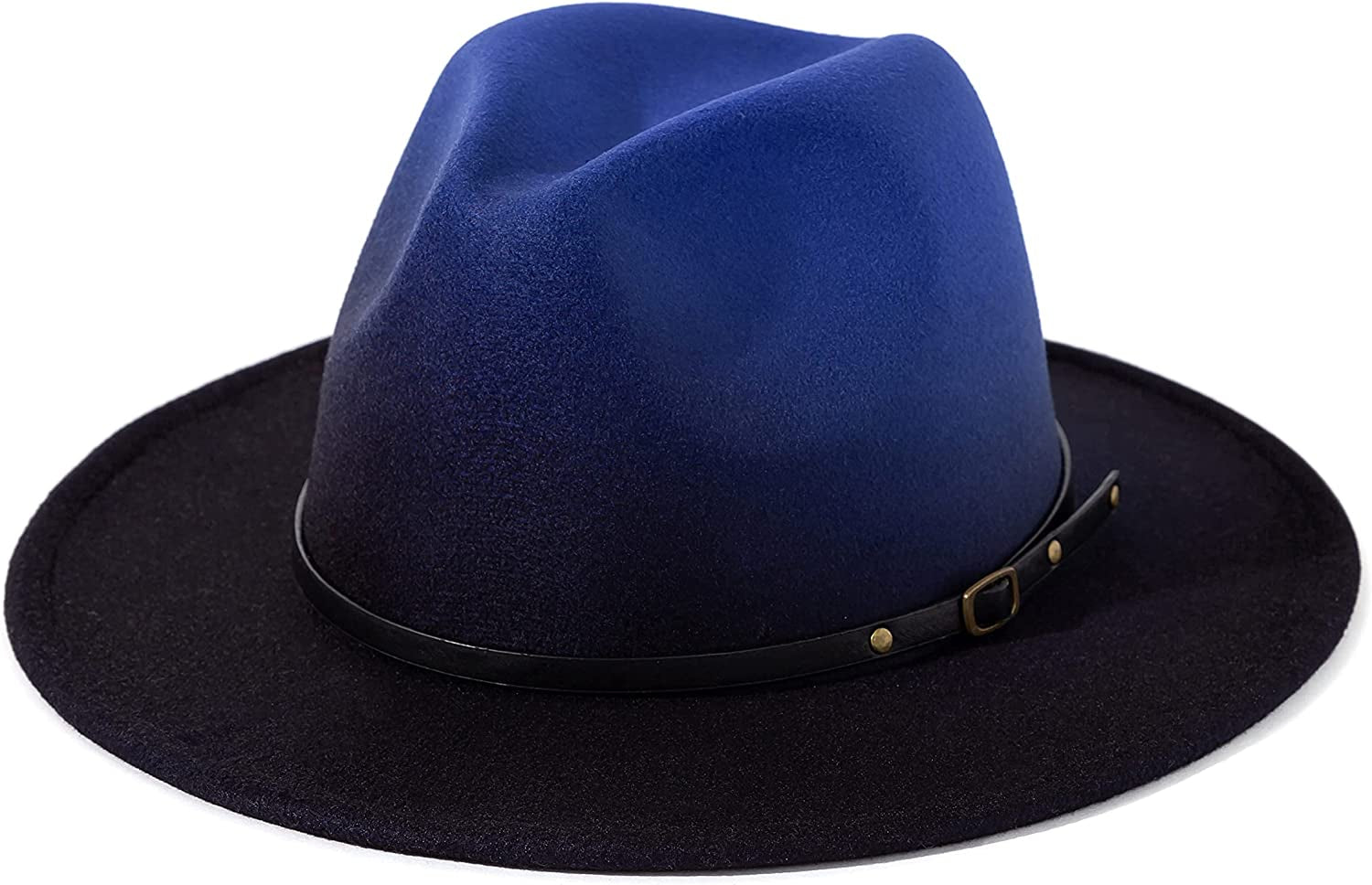 Lisianthus Women Belt Buckle Fedora Hat Apparel & Accessories > Clothing Accessories > Hats Lisianthus Z Gradient Blue & Black  