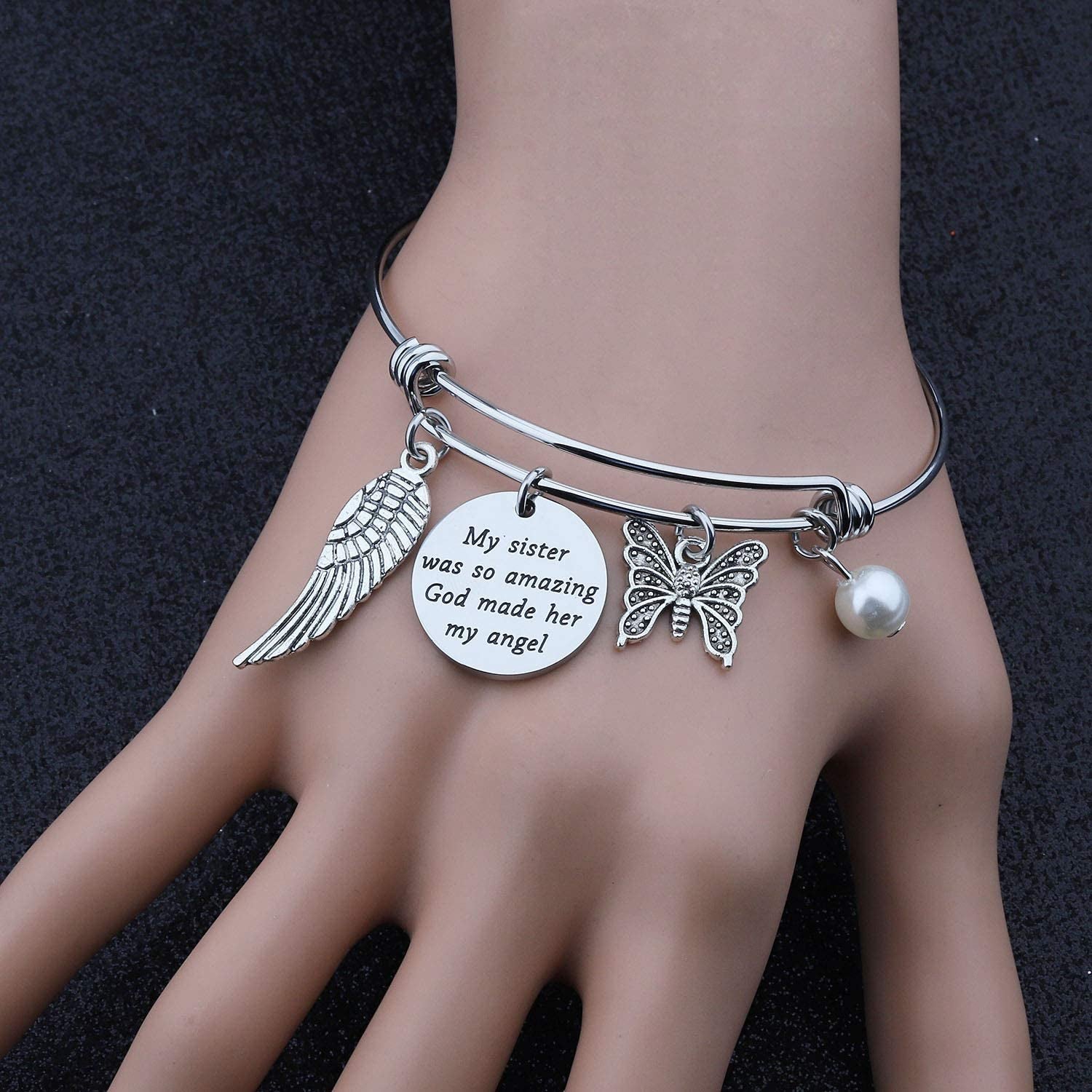 CYTING Sister Memorial Bracelet My Sister Was so Amazing God Made Her My Angel in Memory of Sister Remembrance Jewelry Loss of Sister Sympathy Gift Apparel & Accessories > Jewelry > Bracelets CYTING   