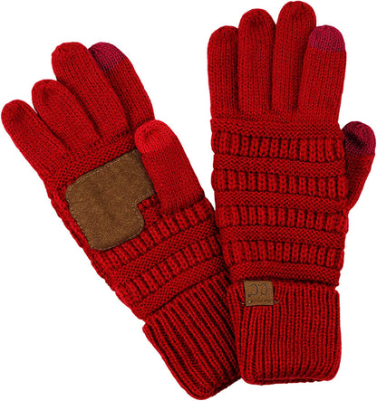 C.C Unisex Cable Knit Inner Lined Anti-Slip Touchscreen Texting Gloves Apparel & Accessories > Clothing Accessories > Gloves & Mittens C.C Red  