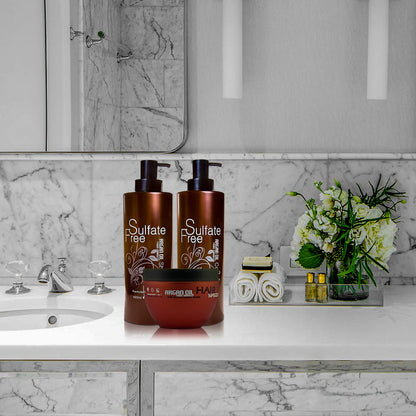 Moroccan Argan Oil Shampoo Conditioner and Hair Mask | Sulfate Free Set Best Gift for Damaged, Dry, Curly or Frizzy Hair - Thickening for Fine/Thin Hair Safe for Color and Keratin Treated Hair Health & Beauty > Personal Care > Hair Care BINGO HAIR CARE   