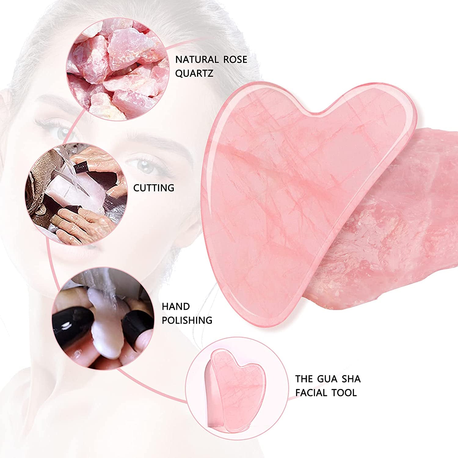 Gua Sha Facial Tool,Guasha Tool for Face,Facial and Body Massager,Natural Stones Rose Quartz,Scraping and SPA Acupuncture Therapy to Lift,Decrease Puffiness and Tighten.(Pink) Health & Beauty > Personal Care > Cosmetics > Cosmetic Tools > Skin Care Tools Ecoswer   