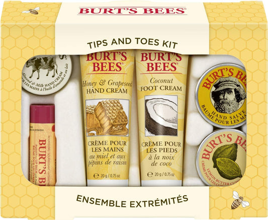 Burt'S Bees Gift Set, 6 Products - 2 Hand Cream, Foot Cream, Cuticle Cream, Hand Salve & Lip Balm, Tips & Toes Kit in Giftable Tin, Travel Size Health & Beauty > Personal Care > Foot Care Burt's Bees Tips and Toes Gift  