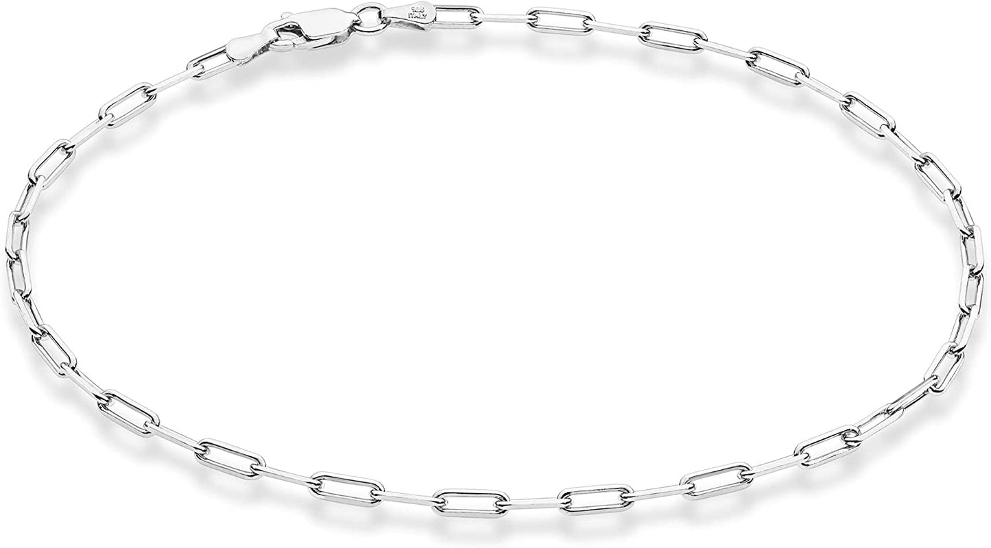 Miabella Solid 925 Sterling Silver or 18Kt Yellow Gold over Silver Italian 2.5Mm Paperclip Link Chain Anklet Ankle Bracelet for Women, Made in Italy Apparel & Accessories > Jewelry > Anklets Miabella sterling silver Length 10 Inches (Medium) 