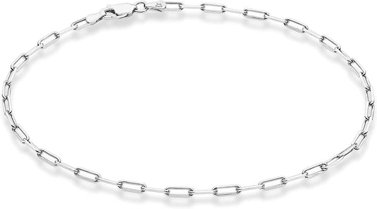 Miabella Solid 925 Sterling Silver or 18Kt Yellow Gold over Silver Italian 2.5Mm Paperclip Link Chain Anklet Ankle Bracelet for Women, Made in Italy Apparel & Accessories > Jewelry > Anklets Miabella sterling silver Length 10 Inches (Medium) 
