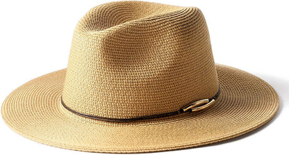 FURTALK Panama Hat Sun Hats for Women Men Wide Brim Fedora Straw Beach Hat UV UPF 50 Apparel & Accessories > Clothing Accessories > Hats KYLIE MAX Z-khaki Medium 