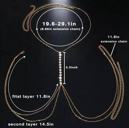 Tgirls Layered Rhinestone Body Chain Sexy Gold Body Belly Chain Beach Body Jewelry Party for Women and Girls Apparel & Accessories > Jewelry > Body Jewelry Tgirls   