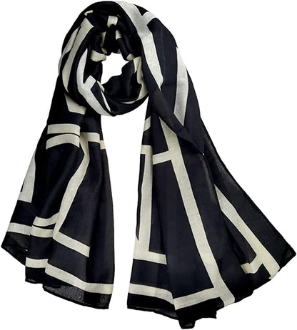 FINIZO Women'S Scarves Lady Light Soft Fashion Solid Scarf Wrap Shawl for All Season Apparel & Accessories > Clothing Accessories > Scarves & Shawls FINIZO 03 -Black White  