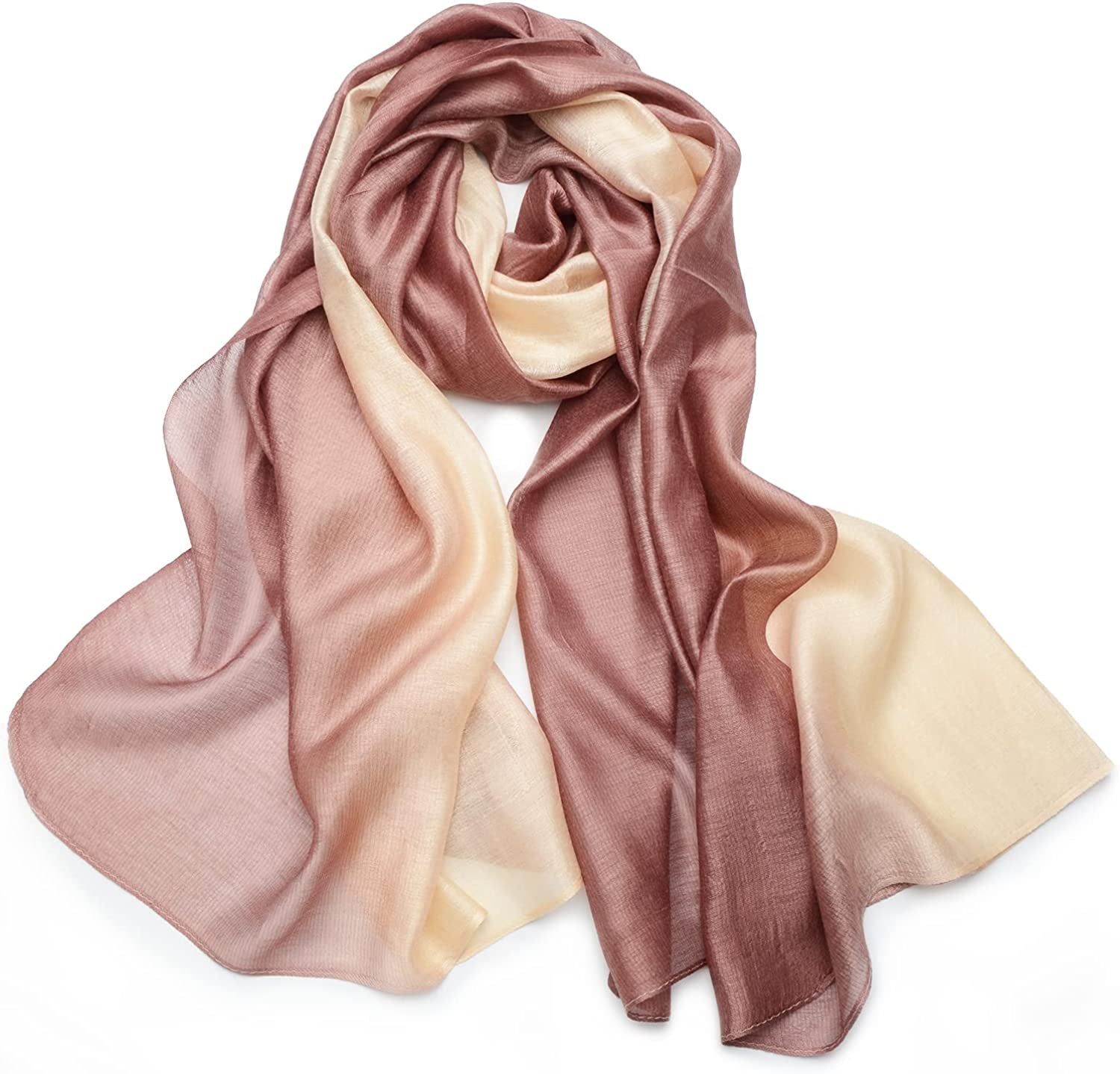 SNUG STAR Cotton Silk Scarf Elegant Soft Wraps Color Shade Scarves for Women Apparel & Accessories > Clothing Accessories > Scarves & Shawls SNUG STAR Gradient - Beige  
