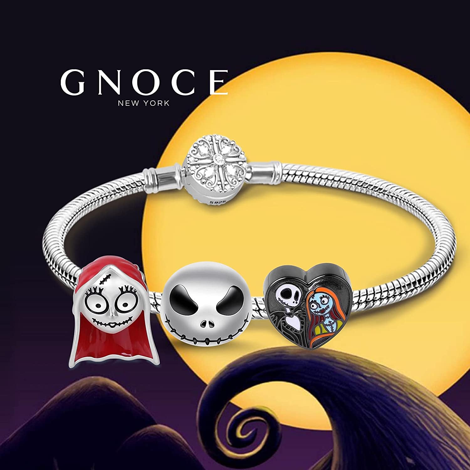 Gnoce"Jack Skull 925 Sterling Silver Skull Beads Charms for Bracelets Necklace Birthday Halloween Jewelry for Women Gift Apparel & Accessories > Jewelry > Bracelets GNOCE   