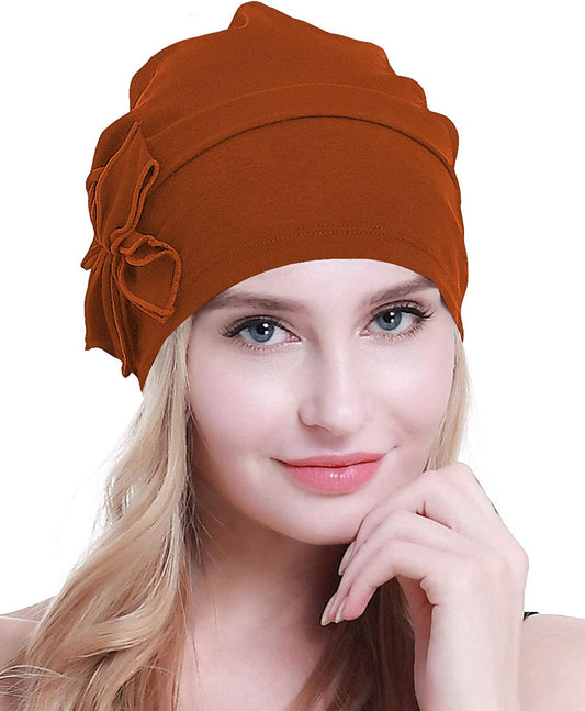 Osvyo Cotton Chemo Turbans Headwear Beanie Hat Cap for Women Cancer Patient Hairloss Apparel & Accessories > Clothing Accessories > Headwear osvyo Cotton Caramel One Size 