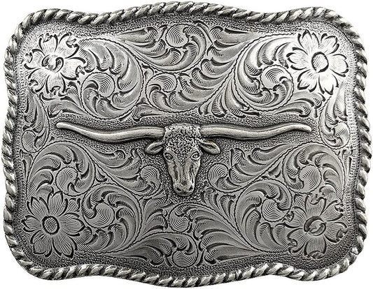 Western Lady Bull Texas Longhorn Steer Head Belt Buckle Fits 1-1/2"(38Mm) Multi-Style Options Apparel & Accessories > Clothing Accessories > Belt Buckles Belts.com Type Buckle G47 - H8143 Antique Silver 1-1/2" 