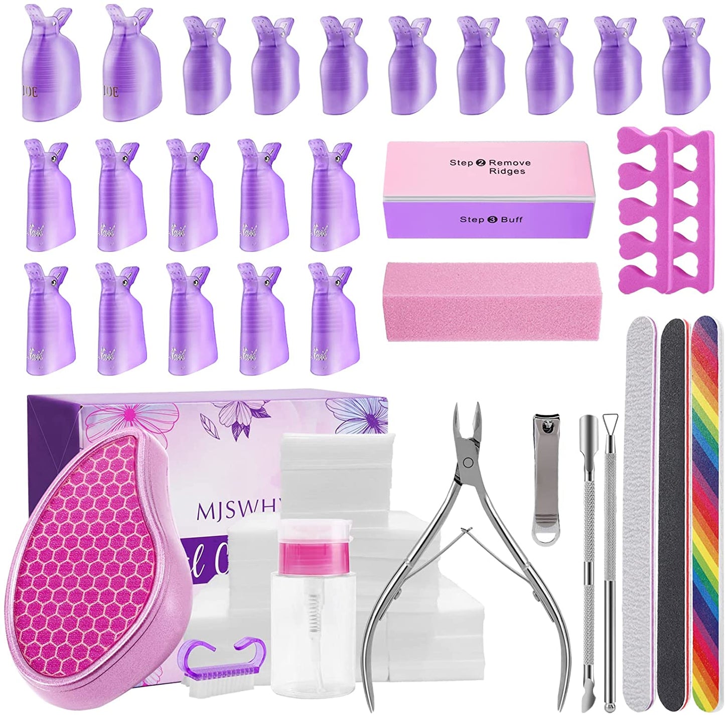 Foot File, Nail File Buffer, 574Pcs Nail Polish Remover Tool Kits, Foot Scrubber, Nail Clips , Nail Care Kit for Shiny Nail with Nail Clipper, Cuticle Pusher Trimmer, Incredible Gifts for Women Girls Health & Beauty > Personal Care > Foot Care MJSWHY   