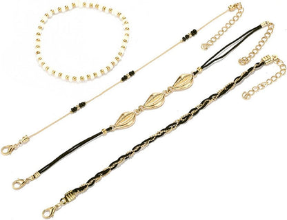 Bohemia Shell Charm Pendant Anklet Set, 4Pcs String Pearl Beaded Gold Ankle Bracelet, Beaded Foot Chain Beach Foot Jewelry Accessories for Women and Teen Girls Apparel & Accessories > Jewelry > Anklets Generic   