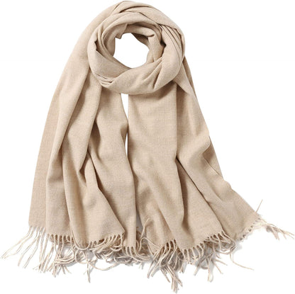 Jeelow Winter Pashmina Blanket Scarfs Shawls Wraps Open Front Poncho Cape for Women Wedding Evening Dresses Apparel & Accessories > Clothing Accessories > Scarves & Shawls Jeelow Oatmeal  