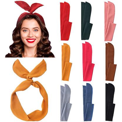 Carede Twist Bow Wire Headbands Head Wrap Retro Bowknot Polka Dot Lattice Design Rabbit Ear Wired Hairbands Hair Holder Hair Accessory for Women and Girls,Pack of 9 Apparel & Accessories > Clothing Accessories > Bandanas & Headties Carede No8(Mixed 9 pcs)  