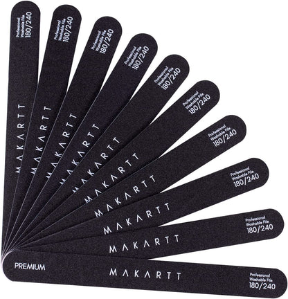 Makartt Nail File 100 180 Grit Emery Boards for Nails 10Pcs Nail Files Professional Washable Doubled Sides Nail File Kit for Manicure Pedicure Natural Acrylic Nails Coarse Nail File for DIY Salon Use Health & Beauty > Personal Care > Cosmetics > Cosmetic Tools > Nail Tools Makartt black-180/240Grit  