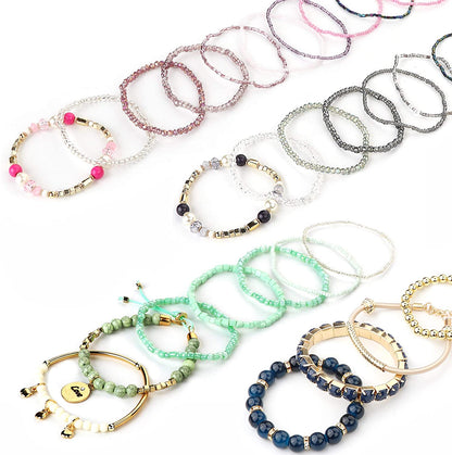 FIBO STEEL 6 Sets Bohemian Stackable Bead Bracelets for Women Stretch Multilayered Bracelet Set Multicolor Jewelry Apparel & Accessories > Jewelry > Bracelets FIBO STEEL   