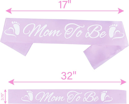 Baby Shower Decoration for Mom to Be and Dad to Be, Pink Flowers Style Tiara + White & Pink Sash + White & Pink "Dad to Be" Pin, Maternity Christmas Gift for Her Nd Him Apparel & Accessories > Clothing Accessories > Sashes VeryMerryMakering   