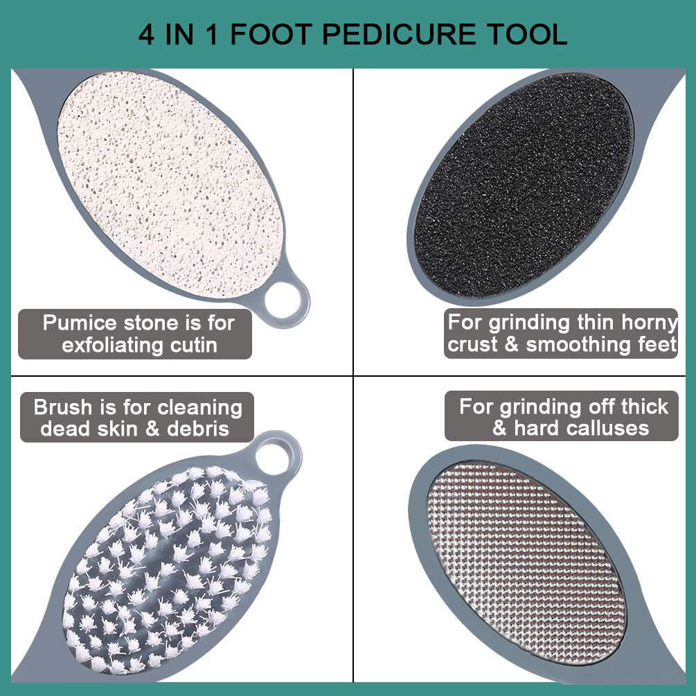 CAREHOOD Foot File Callus Remover - Multi Purpose 4 in 1 Feet Pedicure Tools with Foot Scrubber, Pumice Stone, Foot Rasp and Sand Paper for Home Foot Care (Grey Pedicure Foot File) Health & Beauty > Personal Care > Foot Care CAREHOOD   