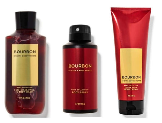 Bath & Body Works Bourbon - Ultra Shea Body Cream 8 Oz, 2-In-1 Hair + Body Wash 10 Oz & Deodorizing Body Spray 3.7 Oz - Set Health & Beauty > Personal Care > Cosmetics > Bath & Body Bath & Body Works   