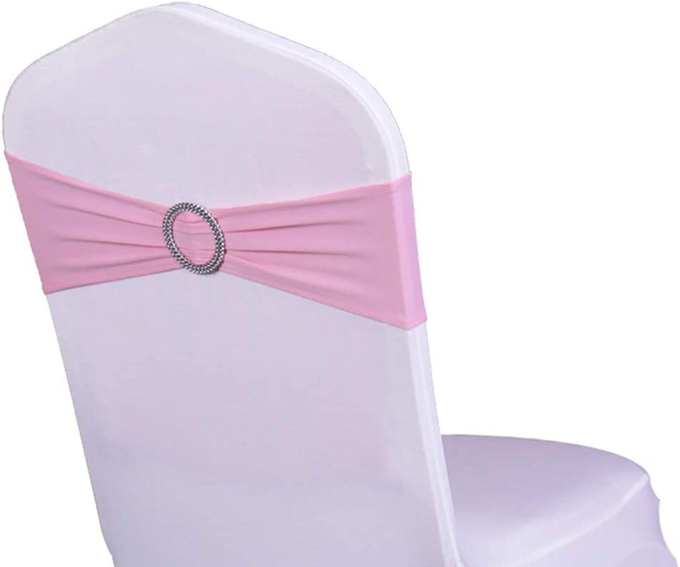 WENSINL Pack of 50 Stretch Chair Sashes for Wedding, Elastic Lycra Chair Bands with Buckle Slider, Chair Bows for Party, without White Chair Covers (Sky Blue) Apparel & Accessories > Clothing Accessories > Sashes HAOYU Pink 100 