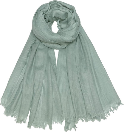 Women Summer Scarfs Lightweight Large Long Gauze Shawl Linen Beach Wrap Plain 75”×43” Apparel & Accessories > Clothing Accessories > Scarves & Shawls Gragengs Mint Green  